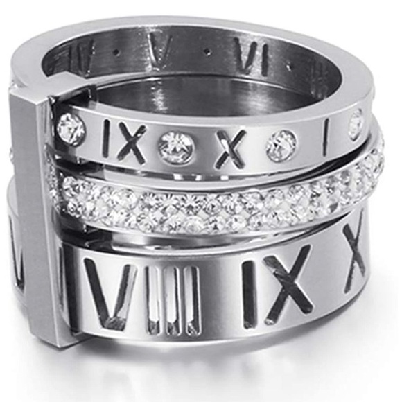 Stainless Steel Roman Numerals 3 in 1 Ring - Picture 4 of 6